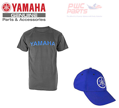 #ad YAMAHA MX ATV PWC Boat Logo T Shirt Gray w Fork Logo Hat Cap COMBO Kit YXZ1000R $24.95