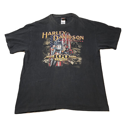#ad VINTAGE Harley Davidson House Of Harley Mens T Shirt Black 2002 L $24.98