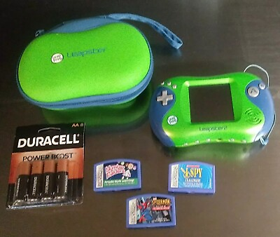 #ad Leap Frog Leapster Handheld Learning Gaming System 3 Game Cartridges Batteries $39.96