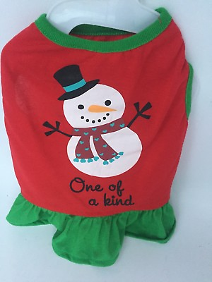 #ad PETSMART CHRISTMAS DOG APPAREL ONE OF A KIND SNOWMAN MEDIUM RED GREEN 100% POLY $12.39
