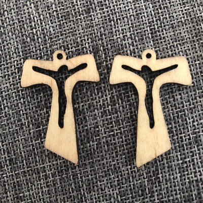 #ad 50Pc 40mm Large Wood Cross Pendant For Necklace DIY Christian Jewelry Making $18.00