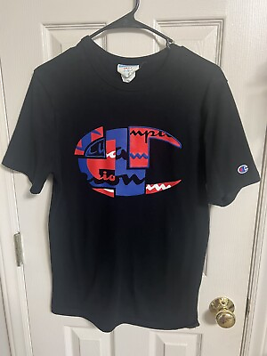 #ad CHAMPION Embroidered Logo T Shirt Size S Mens Sports Gym $9.50