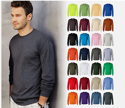 #ad Gildan Ultra Cotton Mens Crewneck Long Sleeve T Shirt Choose Color and Size $4.00