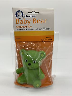 #ad VTG NOS 1983 Gerber Baby Bear Squeeze Toy with Squeaker Soft Vinyl Green $6.50