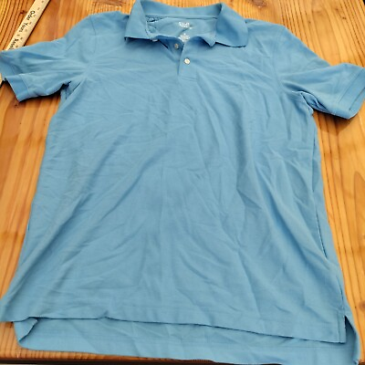 #ad croft amp; barrow blue short sleeve button up shirt sz m $13.47