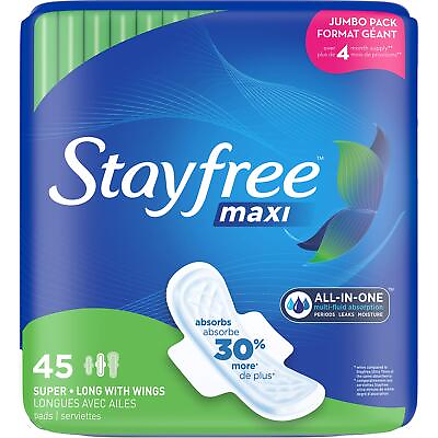 #ad Stayfree Maxi Super Long Pads with Wings For Women Reliable Protection and Abso $17.96