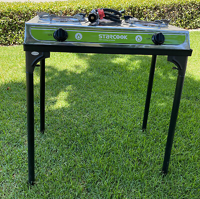 #ad Stainless Double Propane LP Burner Stove Cooker W Cast Iron Stand amp; Regulator $89.99