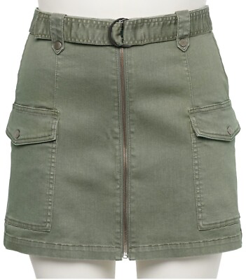 #ad Juniors’ Plus Size SO D Ring Cargo Mini Skirt Olive Size 22 NEW NWT $16.50
