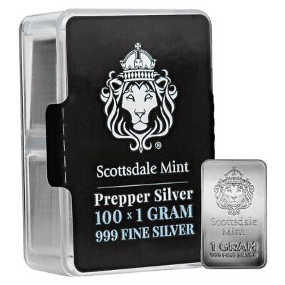 #ad 100 x 1 Gram Silver Bars Prepper Silver .999 Silver Bullion Bars #A614 $375.62
