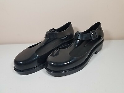 #ad Melissa Black Chunky Jelly Mary Jane Shoes Size 8 US Vegan $50.00