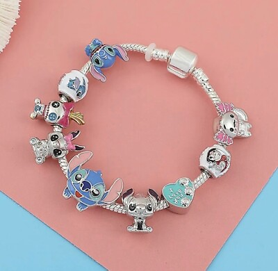 Lilo and Stitch Charm Bracelet Disney Charms Cute Jewelry Gift Kids Adults $15.99