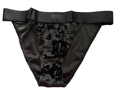 #ad PINK Victorias Secret Nwt Black Velvet String Sexy Bikini Panty $8.75