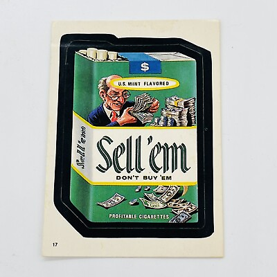 #ad Wacky Packages Sell#x27;em Cigarette Vtg Topps 1986 Album Sticker Trading Card #17 $2.99