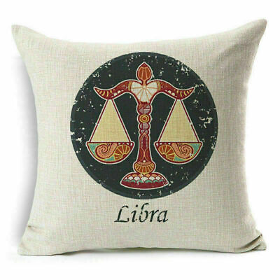 #ad 12 Zodiac Signs Pillowcase Woven Cushion Cotton Linen Pillow Cover Home Decor $7.76