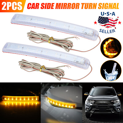 #ad 2Pcs Amber Soft 9 LED Car Side Mirror Turn Signal DRL Indicator Tube Light Strip $11.48