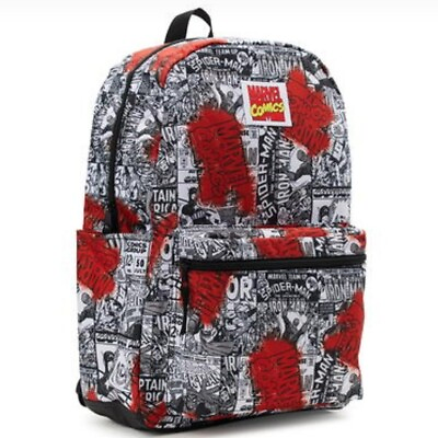 #ad Marvel Backpack Avengers Assemble All over Print Boys Comic Graffiti 17quot; Laptop $20.00