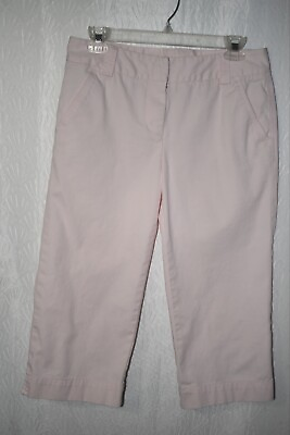 #ad J Crew Womens Capri Pants Sz 4Chino Flat Front Cotton Stretch Pink Favorite Fit $9.88