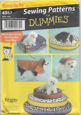#ad EASY Simplicity Sewing Pattern 4367 DOG Coats in 3 sizes Hat amp; Dog Beds $11.99