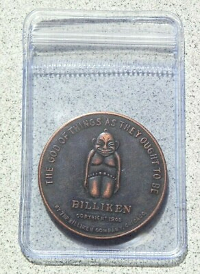 #ad BILLIKEN Lucky Coin Token Pocket Piece Good Luck 1908 Chicago Unknown Vintage $11.98