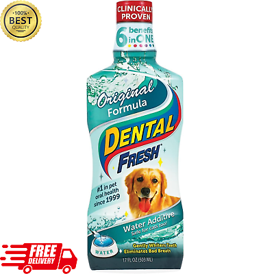 #ad Dental Fresh Water Additive for Dogs Original Formula 17Oz Dog Breath Freshener $18.40
