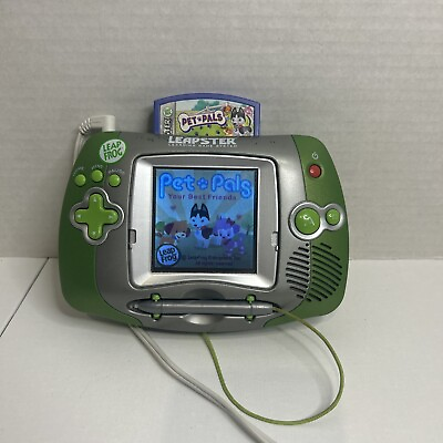 #ad LeapFrog Green Leapster Learning System Handheld Game Console With 7 Games WORKS $49.99
