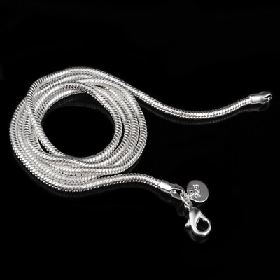 #ad 925 Silver Plated 1 mm Snake Chain Men#x27;s Women#x27;s Necklace 16quot; 18quot; 20quot; 22quot; 24quot; $4.58