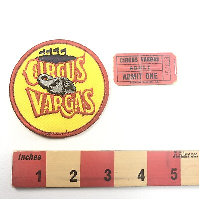 #ad Vtg CIRCUS VARGAS Elephant Patch 2 Ticket Stubs Stapled Red amp; Green 05YE $35.99