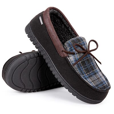 EverFoams Mens Moccasin Slippers Sherpa Fleece Lining House Shoes Indoor Outdoor $15.49
