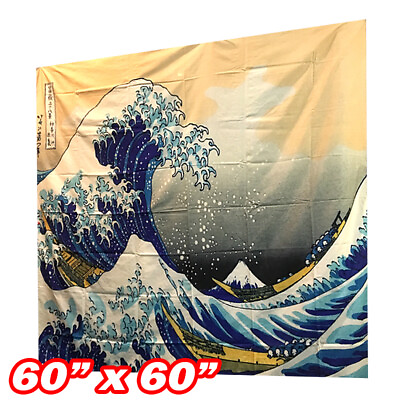 #ad Wall Hanging Tapestry Decor Bedspread Japanese Art Painting Wave Poster Slogan $8.80