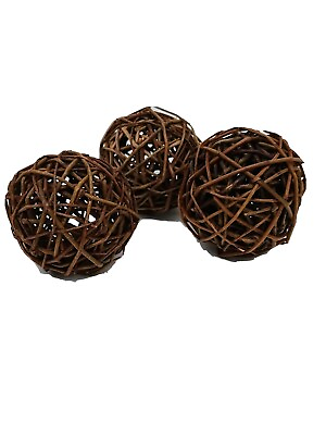 #ad Decorative Woven Balls Orbs Lot of 3 Rattan Ball DIY vase filler décor   $11.00