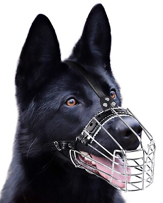 German Shepard Muzzle Big #1 Chrome Metal Dog Wire Basket Muzzle Reinforced Cage $29.00