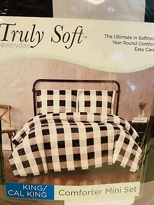 #ad Truly Soft Everyday Buffalo Plaid Black King XL Comforter Set Org $125 $62.99