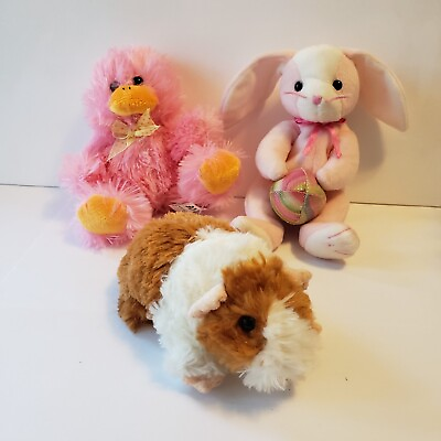 #ad Lot of 3 Plush 2 TY Beanie Eggerton Fluffball Kelly Toy Pink Chick Pre owned $4.75
