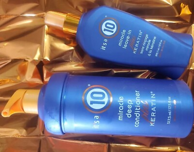 #ad Its A 10 Miracle Deep Conditioner Plus Keratin for 17.5oz PLUS LEAVEN 10oz DUO $69.00