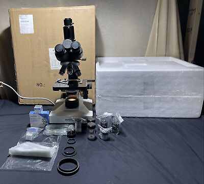 #ad AmScope T490 Series Simul Focal Biological Trinocular Compound Microscope $350.00