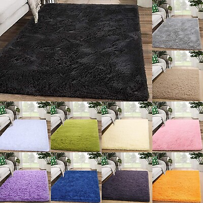 #ad Soft Colorful Shag Large Area Rugs Fluffy Bedroom Big Carpet Non Skid Carpet $67.99