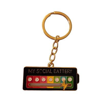 #ad My Social Battery Slider Enamel Metal Keychain New Mental Health $12.00