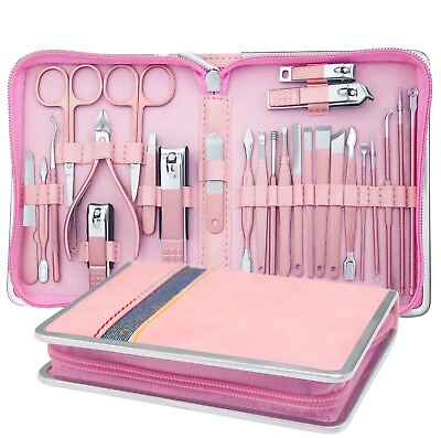#ad 22PCS Manicure Set Pedicure Tools and Nail Clippers Professional Stainless Steel $17.99