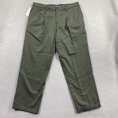 #ad Dockers Pants Mens 36x29 Green Signature Khaki Classic Fit Lux Pleated Stretch $24.99