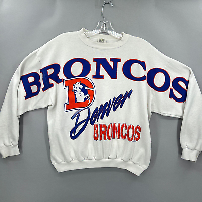 #ad Vintage Denver Broncos Sweatshirt Cliff Engle Big Logo Spellout 90s NFL Crewneck $74.99