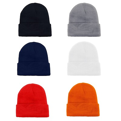 #ad Pack of 10 Plain Cuffed Beanies Skullies in Bulk for Men and Women $44.45