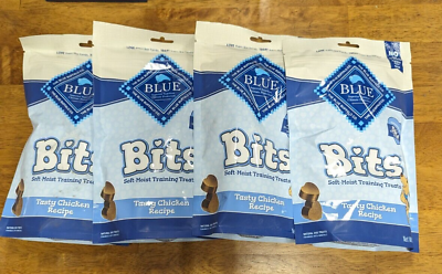 #ad BLUE Buffalo Bits Natural Soft Moist Dog Treats Chicken Recipe 4 11 Oz Bags $15.00