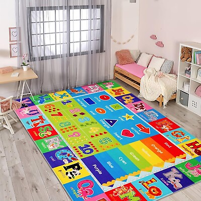 #ad Kids Play Rug for Playroom Kids Play Mat ABC Educational Area Rug Toddler Baby $46.99