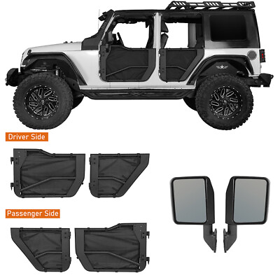#ad 4Pcs Tube Half Door Guards Frame Rear View Mirrors for 07 18 Jeep Wrangler JK $399.89