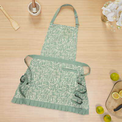#ad House Polyester Cotton 30quot; x 34quot; Floral Ruffle Apron Green $15.58