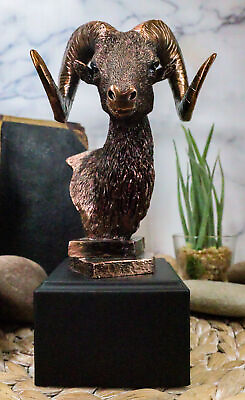 #ad Rustic Country Wildlife Bighorn Sheep Ram Bust Sculpture with Trophy Base 8quot;H $49.95