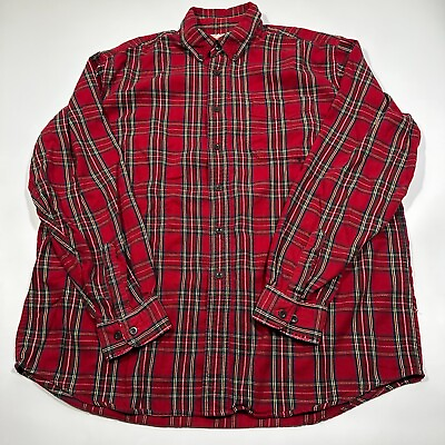 #ad LL Bean Mens Scotch Plaid Flannel Shirt Button Down Long Sleeve Plaid Red Size L $18.74