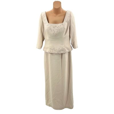 #ad Alfred Angelo mother of the bride groom dress wedding cream beaded 12 $65.00