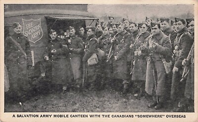 #ad Canadian Soldiers Abroad Salvation Army Canteen WWII Vintage Photo Postcard 1943 $15.00