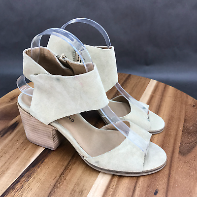 #ad Lucky Brand Beige Strappy Block Heel Suede Sandals Womens Size 6 B $8.99